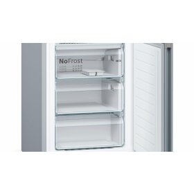 Bosch kgn39vleb, Series 4, Freestanding fridge-freezer with freezer section below, 203 x 60 cm, stainless steel look