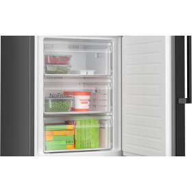Bosch KGN39VXBT, Serie 4, Freistehende Kühl-Gefrier-Kombination mit Gefrierbereich unten, 203 x 60 cm, Gebürsteter schwarzer Stahl AntiFingerprint, Total No Frost