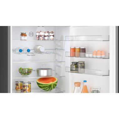 Bosch kgn49vxct, series 4, freestanding fridge-freezer with freezer section below, 203 x 70 cm, stainless steel black