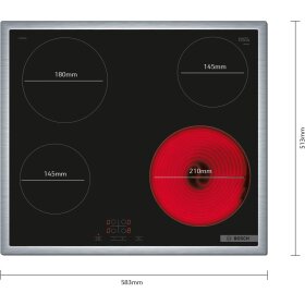 Bosch PKE645BA2E, Serie 4, Elektro-Kochfeld, 60 cm, Schwarz, Mit Rahmen aufliegend