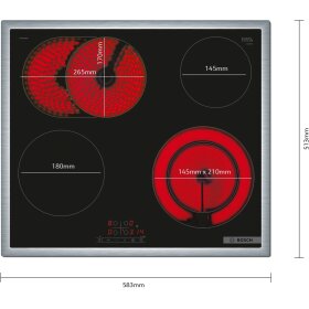 Bosch PKN645BB2E, Series 4, electric hob, 60 cm, black, with frame