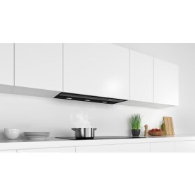 Bosch DBB97AM60, Serie 6, Integrierte Designhaube, 90 cm, Klarglas schwarz bedruckt, Schwarz