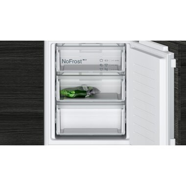 Siemens ki86nvfe0, iQ300, built-in fridge-freezer with freezer section below, 177.2 x 54.1 cm, flat hinge