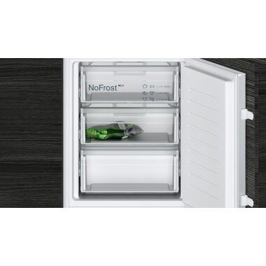 Siemens ki86nvse0, iQ300, built-in fridge-freezer with freezer section below, 177.2 x 54.1 cm, drag hinge