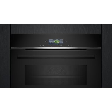 Siemens cm724g1b1, iQ700, Built-in compact oven with microwave function, 60 x 45 cm, Black, Stainless steel
