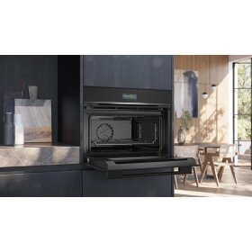 Siemens cb734g1b1, iQ700, Built-in compact oven, 60 x 45 cm, Black, Stainless steel
