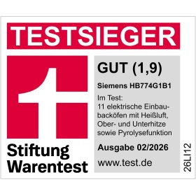 Siemens HB774G1B1, iQ700, Einbau-Backofen, 60 x 60 cm, Schwarz, Edelstahl
