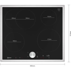 Neff T56STF1L0, N 90, induction hob, 60 cm, black, with frame