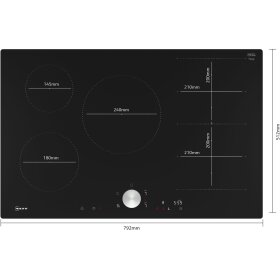 Neff T68PTV4L0, N 90, induction hob, 80 cm, black, flush (integrated)