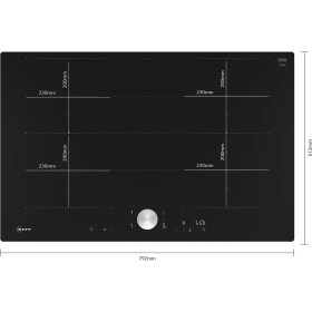 Neff T68PTY4L0, N 90, induction hob, 80 cm, black, flush (integrated)