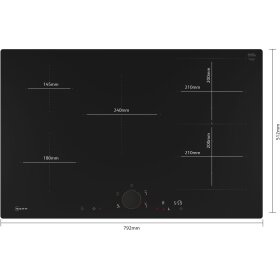 Neff T68PYV4C0, N 90, induction hob, 80 cm, black, flush (integrated)