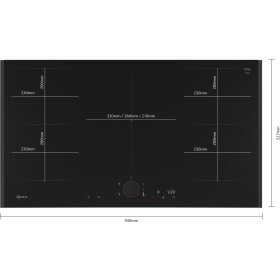 Neff T69AUV4C0, N 90, Induktionskochfeld, 90 cm, Schwarz, Mit Rahmen aufliegend