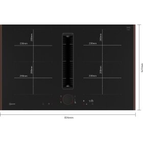 Neff V68YYX4C0, N 90, induction hob with extractor hood, 80 cm, Flex Design