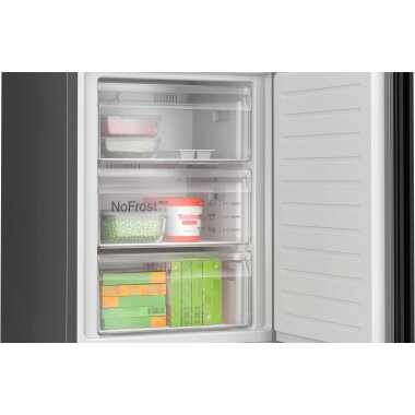 Bosch kgn392xcf, series 4, freestanding fridge-freezer with freezer section below, 203 x 60 cm, stainless steel black