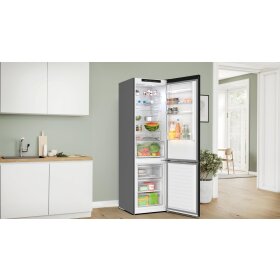 Bosch KGN392XCF, Serie 4, Freistehende Kühl-Gefrier-Kombination mit Gefrierbereich unten, 203 x 60 cm, Gebürsteter schwarzer Stahl AntiFingerprint, Total No Frost