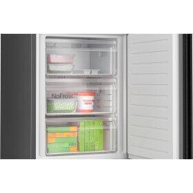 Bosch KGN392XCF, Serie 4, Freistehende Kühl-Gefrier-Kombination mit Gefrierbereich unten, 203 x 60 cm, Gebürsteter schwarzer Stahl AntiFingerprint, Total No Frost