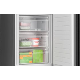 Bosch KGN392XCF, Serie 4, Freistehende Kühl-Gefrier-Kombination mit Gefrierbereich unten, 203 x 60 cm, Gebürsteter schwarzer Stahl AntiFingerprint