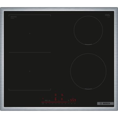 Bosch pvs645hb1e, Series 6, Induction cooktop, 60 cm, Black, With frame surface-mounted
