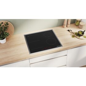 Bosch pvs645hb1e, Series 6, Induction cooktop, 60 cm, Black, With frame surface-mounted