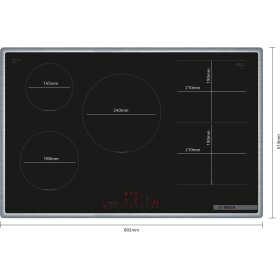 Bosch PXV845HC1E, Series 6, induction hob, 80 cm, black, with frame