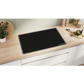 Bosch pxv845hc1e, Series 6, Induction cooktop, 80 cm, Black, With frame on top