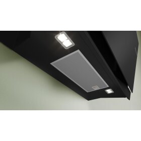 Bosch DWJ91LT60, Series 8, recirculating air wall hood, 90 cm, clear glass printed in black