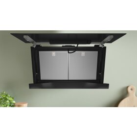 Bosch DWJ91LT60, Serie 8, Umluft-Wandhaube, 90 cm, Klarglas schwarz bedruckt, Schwarz