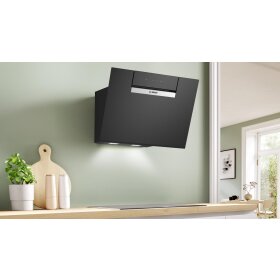 Bosch DWK67FN60, Serie 4, Wandesse, 60 cm, Klarglas schwarz bedruckt, Schwarz