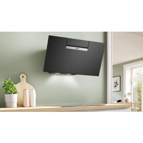 Bosch DWK87FN60, Serie 4, Wandesse, 80 cm, Klarglas schwarz bedruckt, Schwarz