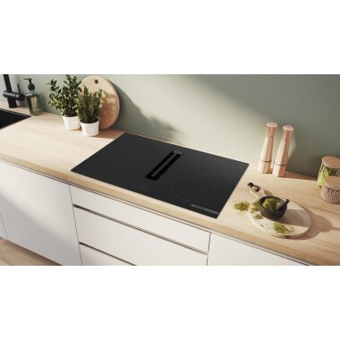 Bosch pvs811b16e, Series 4, Cooktop with extractor hood (induction), 80 cm, Frameless surface-mounted
