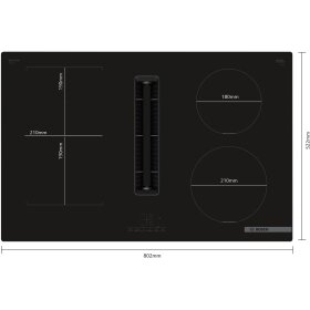 Bosch PVS811B16E, Serie 4, Kochfeld mit Dunstabzug (Induktion), 80 cm, Rahmenlos aufliegend
