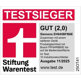 Siemens EH645BFB6E, iQ300, Induktionskochfeld, 60 cm, Mit Rahmen aufliegend
