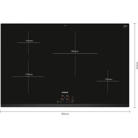 Siemens EH83KBEB5E, iQ100, induction hob, 80 cm, black, frameless