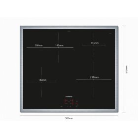 Siemens EI645CFB6E, iQ300, Induktionskochfeld, 60 cm, herdgesteuert, Mit Rahmen aufliegend