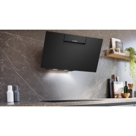 Siemens LC87JFN60, iQ300, recirculating air wall hood, 80 cm, clear glass printed in black