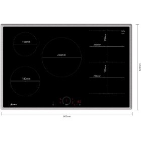 Neff T68SHV4L0, N 70, induction hob, 80 cm, black, with frame