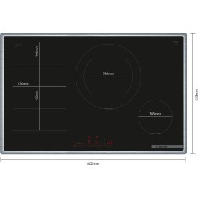 Bosch PXE845HC1E, Series 6, induction hob, 80 cm, black, with frame