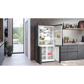Siemens KF96DPXEA, iQ700, fridge-freezer combination, multi-door, 183 x 90.5 cm, BlackSteel