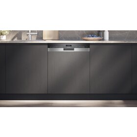 Siemens SN55ES12CE, iQ500, semi-integrated dishwasher, 60 cm, brushed steel