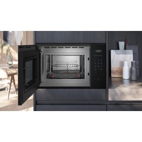 Siemens BE555LMB1, iQ500, Einbau-Mikrowelle mit Grill, 59 x 38 cm, Schwarz, Edelstahl