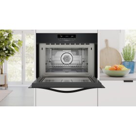 Constructa CC4W91963, built-in microwave with hot air, 60 x 45 cm, black