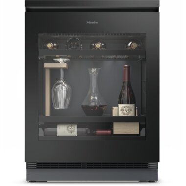 Miele KWTUS 7055 F Unterbau-Weintemperierschrank 82-88cm Nischenhöhe 12519500, Obsidianschwarz Glas