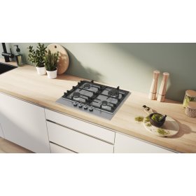 Bosch PCH6A5I90, Serie 6, Gaskochfeld, 60 cm, Edelstahl