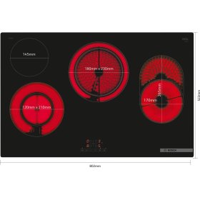 Bosch PKH811BB1D, Serie 4, Elektro-Kochfeld, 80 cm, Rahmenlos aufliegend