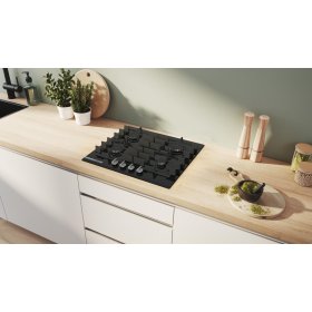 Bosch PRP6A6H40, Serie 8, Gaskochfeld, 60 cm, Hartglas, Schwarz
