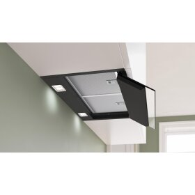 Bosch DBB67DP60, Serie 6, Integrierte Designhaube, 60 cm, Klarglas schwarz bedruckt, Mattschwarz