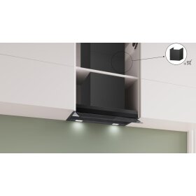 Bosch DBB67DP65, Serie 6, Integrierte Designhaube, 60 cm, Klarglas schwarz bedruckt, Mattschwarz