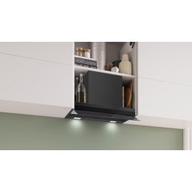 Bosch DBB67DP65, Serie 6, Integrierte Designhaube, 60 cm, Klarglas schwarz bedruckt, Mattschwarz