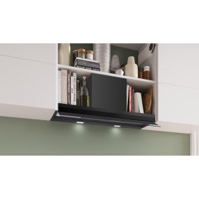 Bosch DBB97DP60, Serie 6, Integrierte Designhaube, 90 cm, Klarglas schwarz bedruckt, Mattschwarz