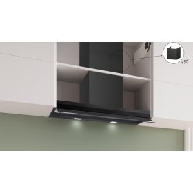 Bosch DBB97DP60, Serie 6, Integrierte Designhaube, 90 cm, Klarglas schwarz bedruckt, Mattschwarz